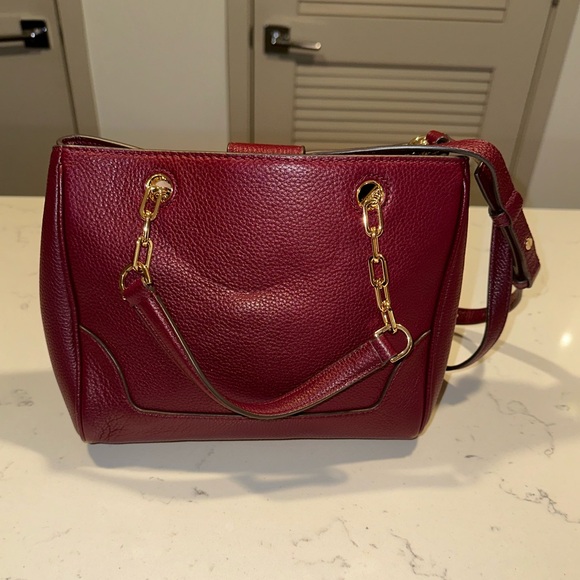 Tory Burch mini top handle with crossbody strap - in burgundy - Picture 8 of 10